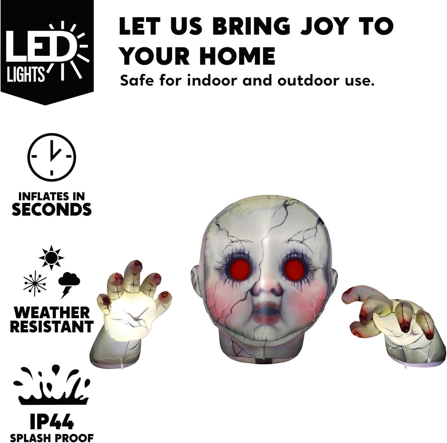 10.3FT Long Halloween Zombie Baby Inflatable Decoration Large Scary Doll Inflatable Outdoor Decoration with Red Eyes Halloween Blow Ups for Yard Garden Outdoor Garden Lawn outside Party Decor