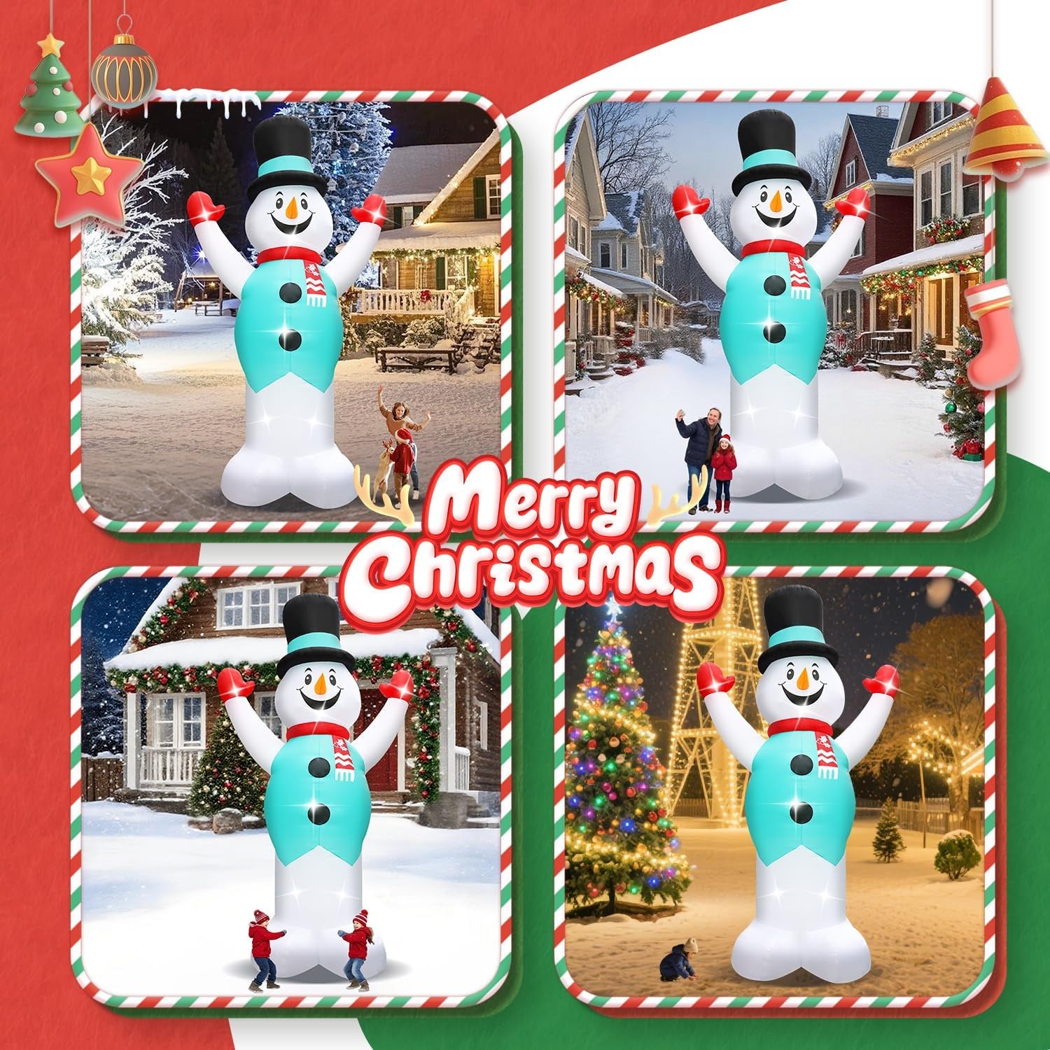 20FT Christmas Giant Inflatable Outdoor Decorations, Extra Large Blow Up Snowman Yard Decoration, Xmas Decor Build-in LED Lights for Garden Lawn Yard Porch Holiday Party