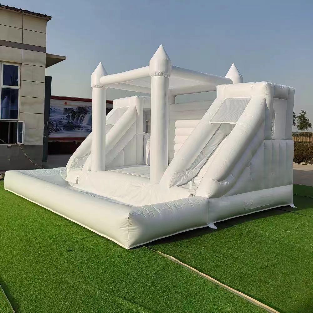 Giant White Wedding Bounce Castle with Slides