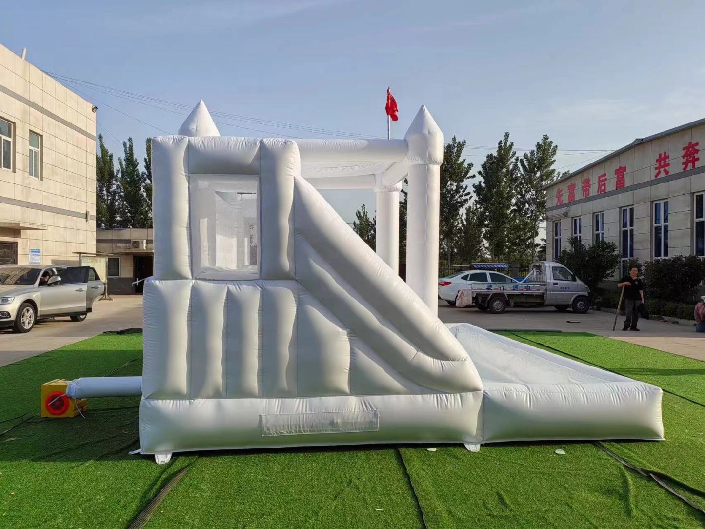Giant White Wedding Bounce Castle with Slides