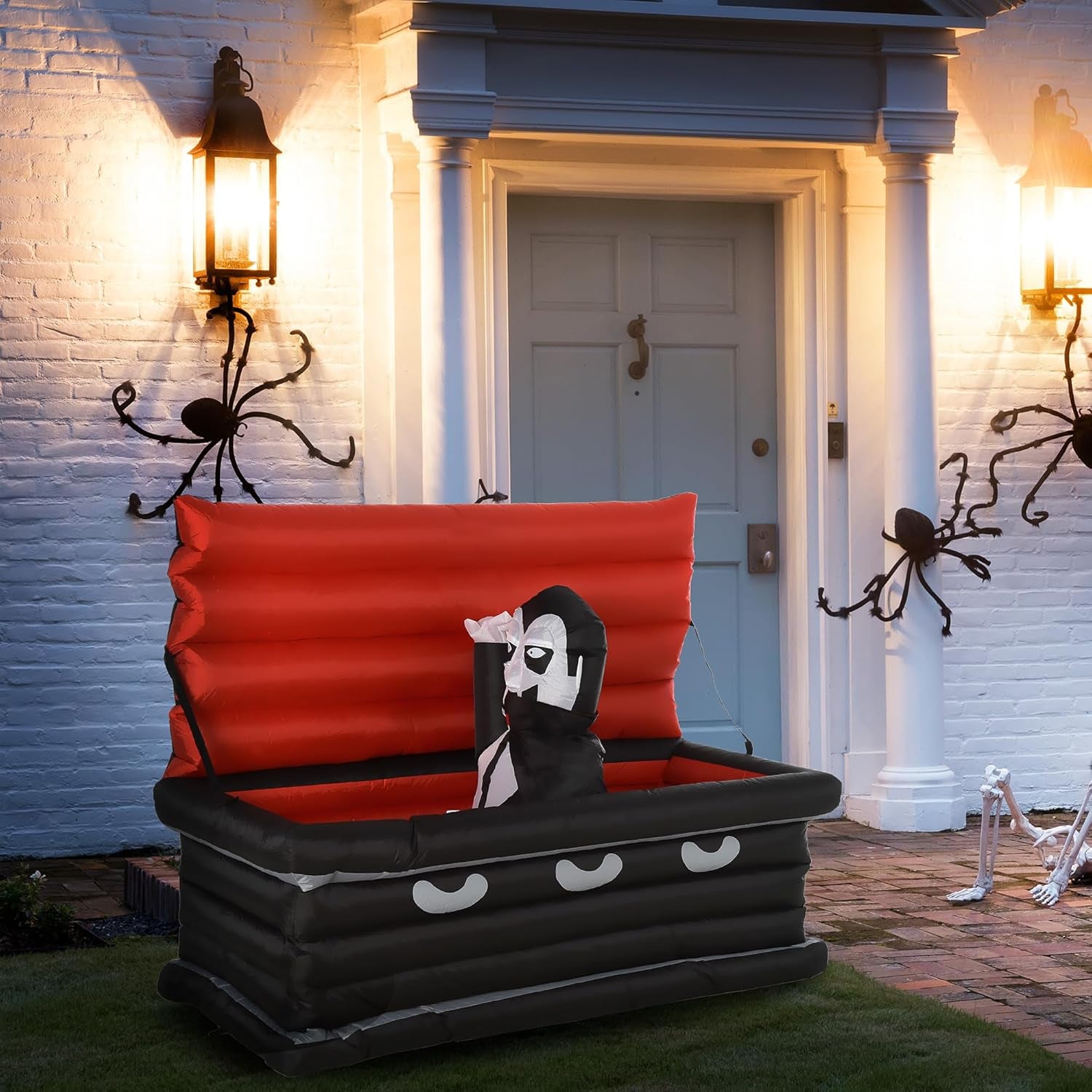 6FT W Halloween Inflatables Outdoor Decorations Vampire and Giant Coffin, Blow Up LED Yard Decor, for Garden, Lawn, Party, Holiday