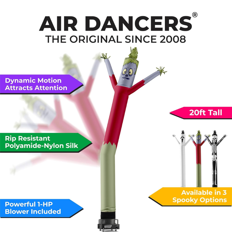 Monster Air Aufblasbares Tube Man Set - 20 Fuß tanzendes, verrücktes Aufblasmodell mit 1 PS-Gebläse