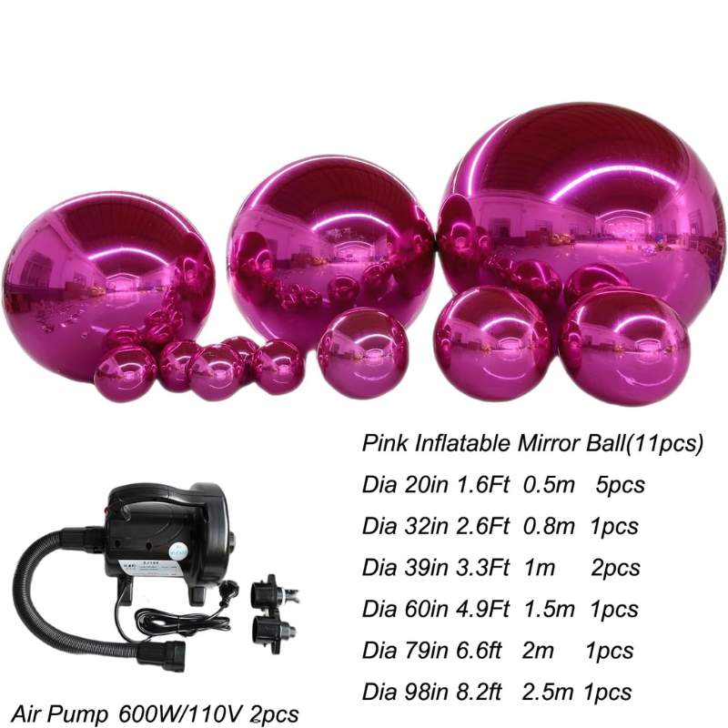 Glow Sphere Rosa aufblasbare Spiegelkugeln