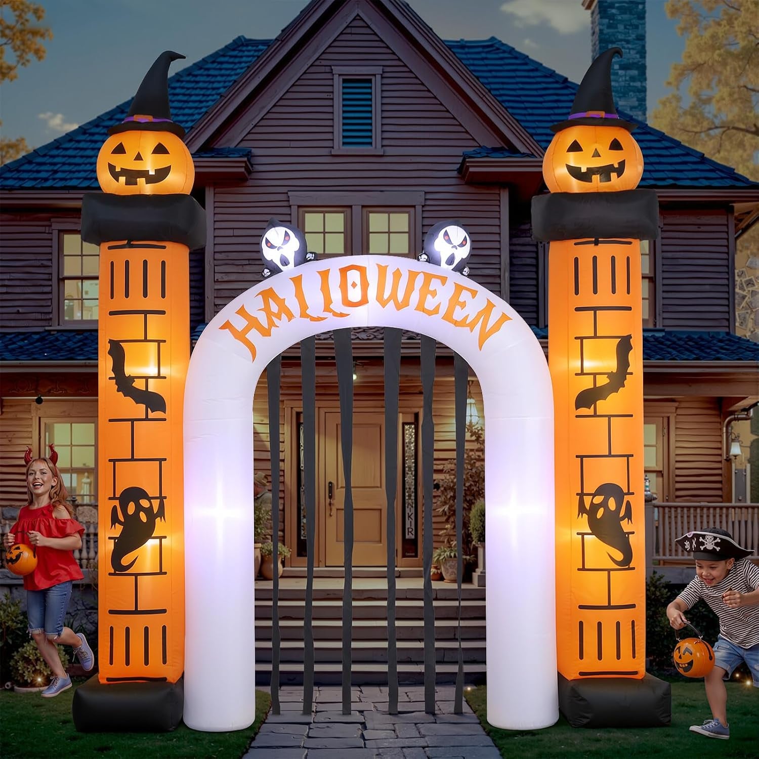 11 FT(H) x 10 FT(L) Giant Halloween Inflatables Archway, Halloween Inflatable, Blow Up Outdoor Decorations, Inflatable Pumpkin Arch for Lawn Garden Yard Holiday Party Decorations