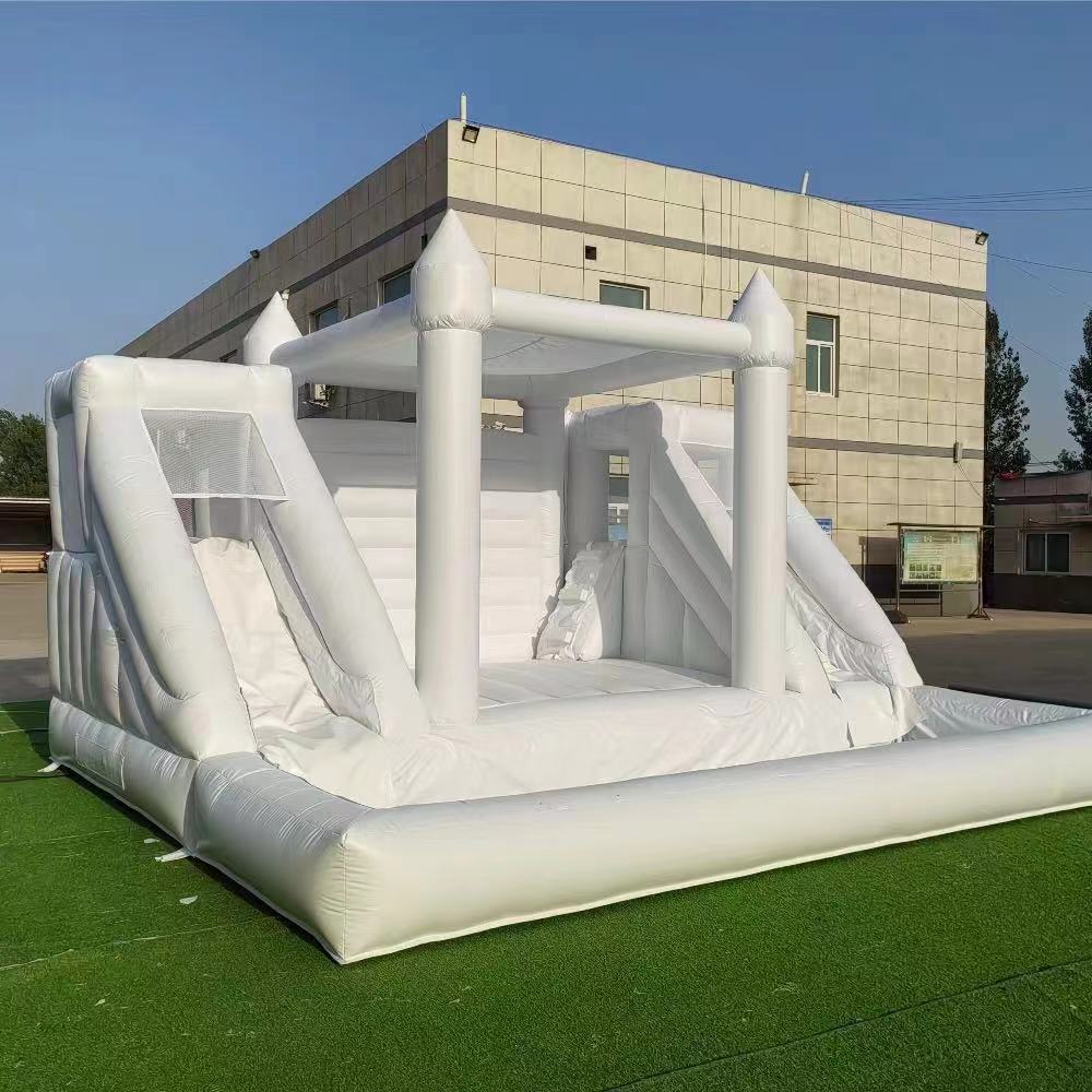Giant White Wedding Bounce Castle with Slides