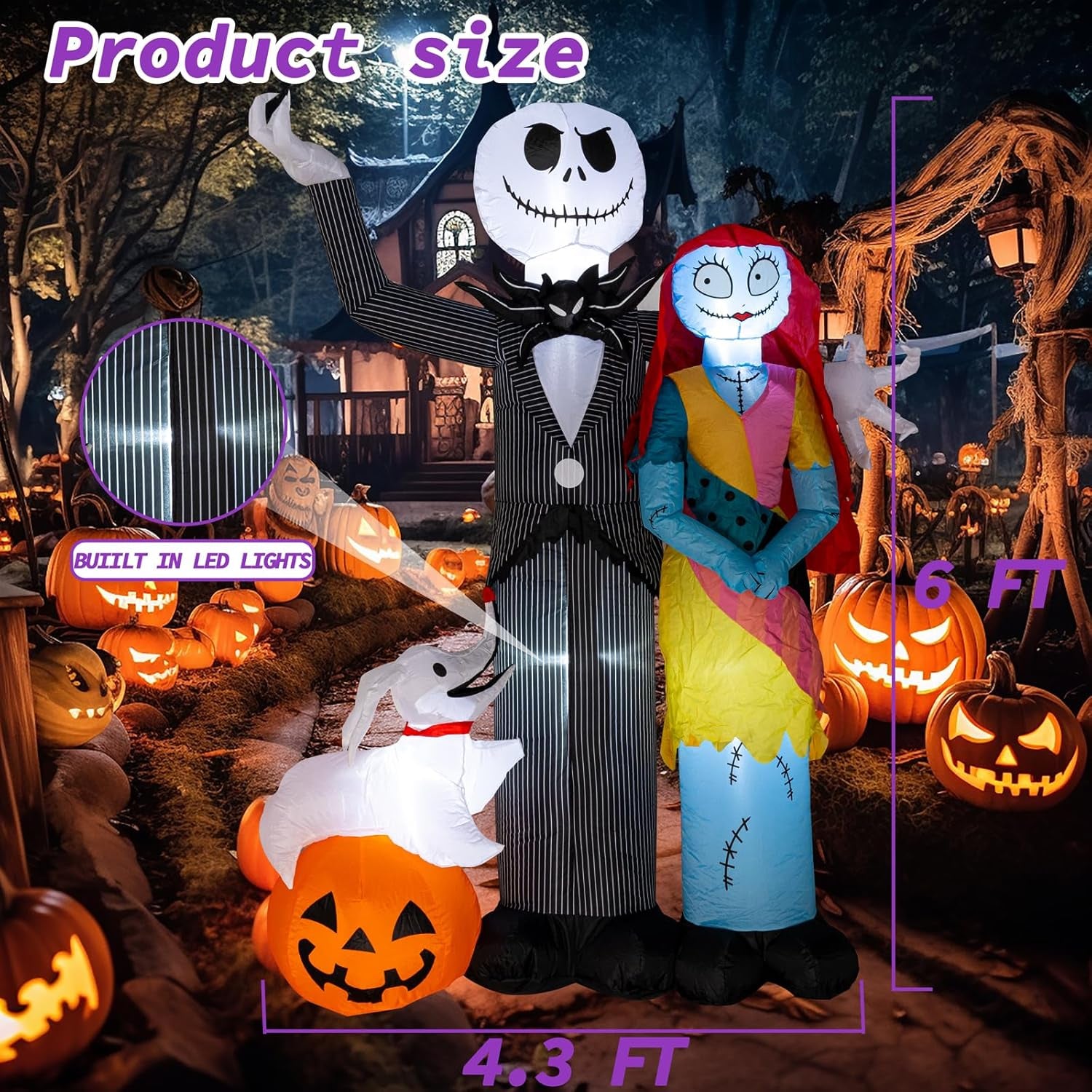 6Ft Halloween Decoration Outdoor Inflatable - Halloween Inflatable Decorations with Skeleton Dog and Pumpkin- Blow Up Inflatables with Built-in LED Lights for Yard Garden Lawn Decor