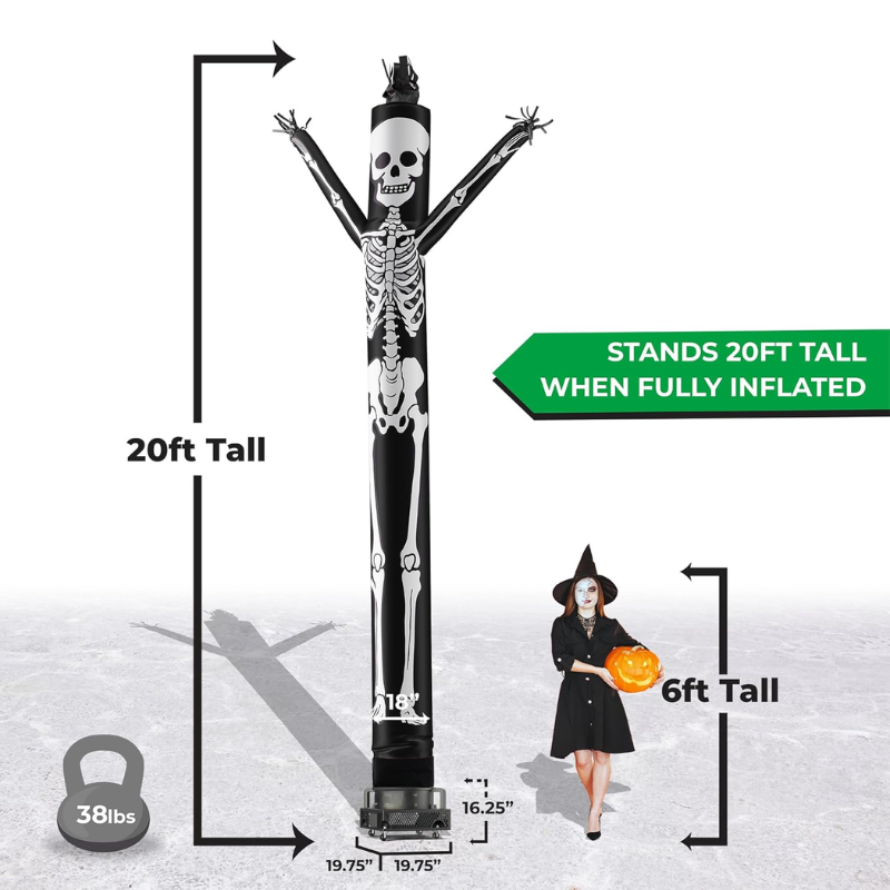 20 Fuß aufblasbarer Lufttänzer in Skelettform
