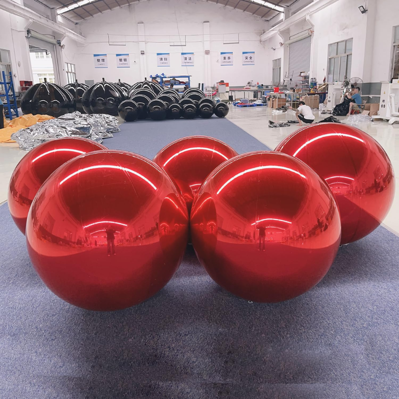 Vivid Sphere Red Inflatable Mirror Balls