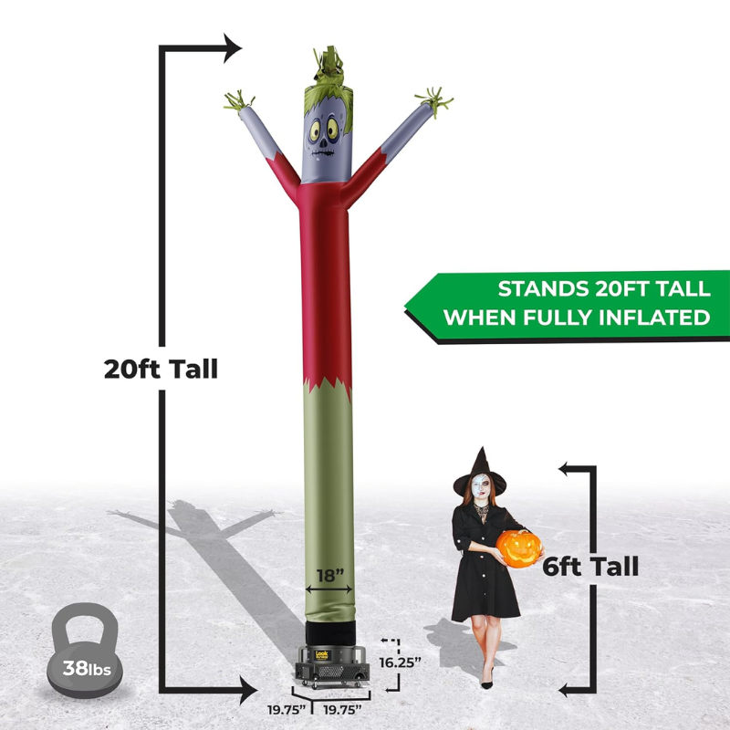 Monster Air Aufblasbares Tube Man Set - 20 Fuß tanzendes, verrücktes Aufblasmodell mit 1 PS-Gebläse