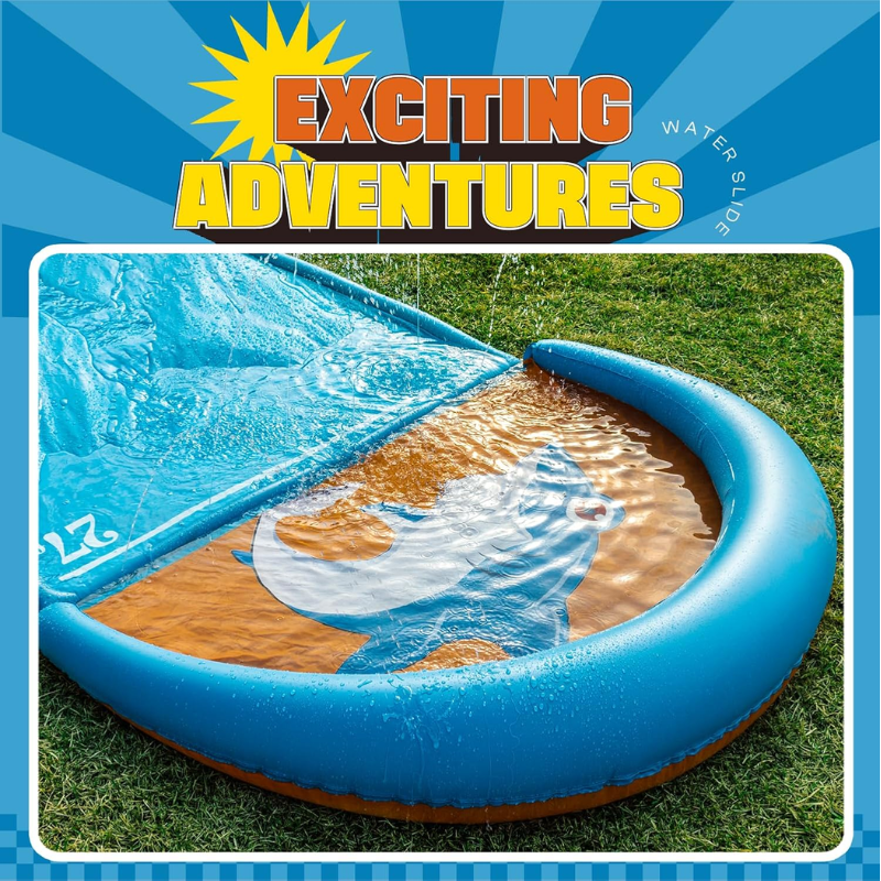 Aufblasbare Wasserrutsche für Spaß im Garten