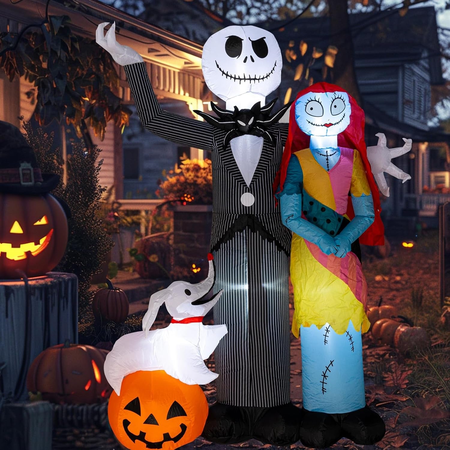 6Ft Halloween Decoration Outdoor Inflatable - Halloween Inflatable Decorations with Skeleton Dog and Pumpkin- Blow Up Inflatables with Built-in LED Lights for Yard Garden Lawn Decor