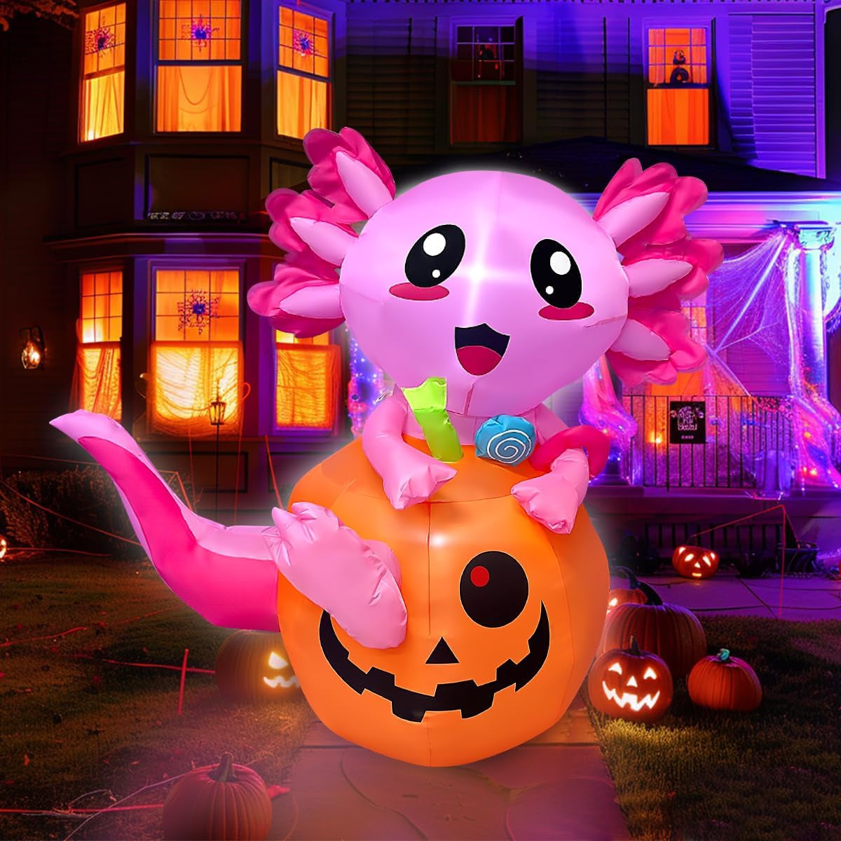 6FT Halloween Inflatable Killers Decorations Built-in LED Lighted Blow Up Decoration Home Yard Outdoor Indoor Garden Lawn Decor
