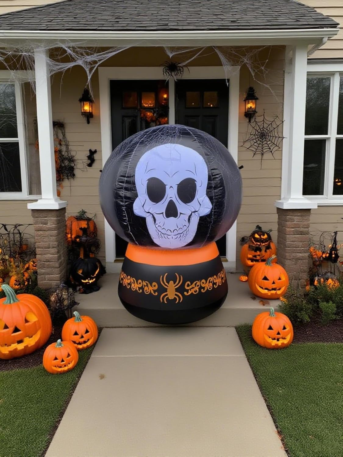 Halloween Inflatable Crystal Ball Decoration - Magical Skull Ball with LED Light, Halloween Ball Inflatable for Porch, Holiday, Garden,Yard, Party and Indoor Outdoor Home Decor