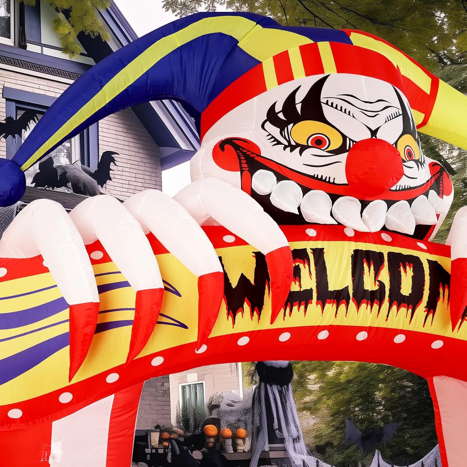 10 Ft Halloween Inflatable Clowns Arched Door Outdoor Decorations, Day of The Dead Blow Up Yard Decor with Built-in LED Light (Plug in) for Lawn Home Dia de Los Muertos Party Indoor Outdoor