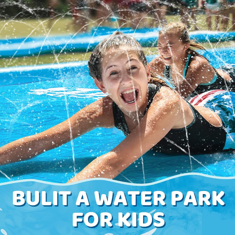Aufblasbare Wasserrutsche für Spaß im Garten