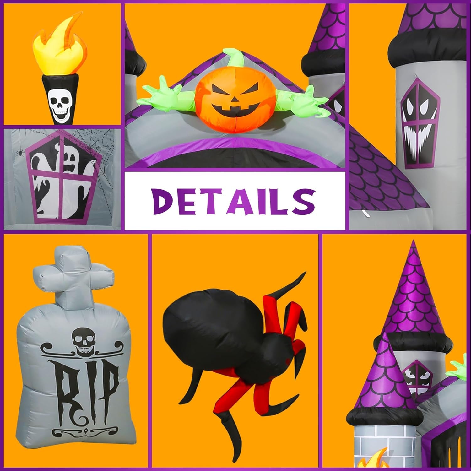 12.5 Ft Halloween Inflatable Decoration, Huge Haunted House Built-In LED Lights, Outdoor Blow up Yard Fun Decor, for 2025 All Hallows' Day Lawn Decor