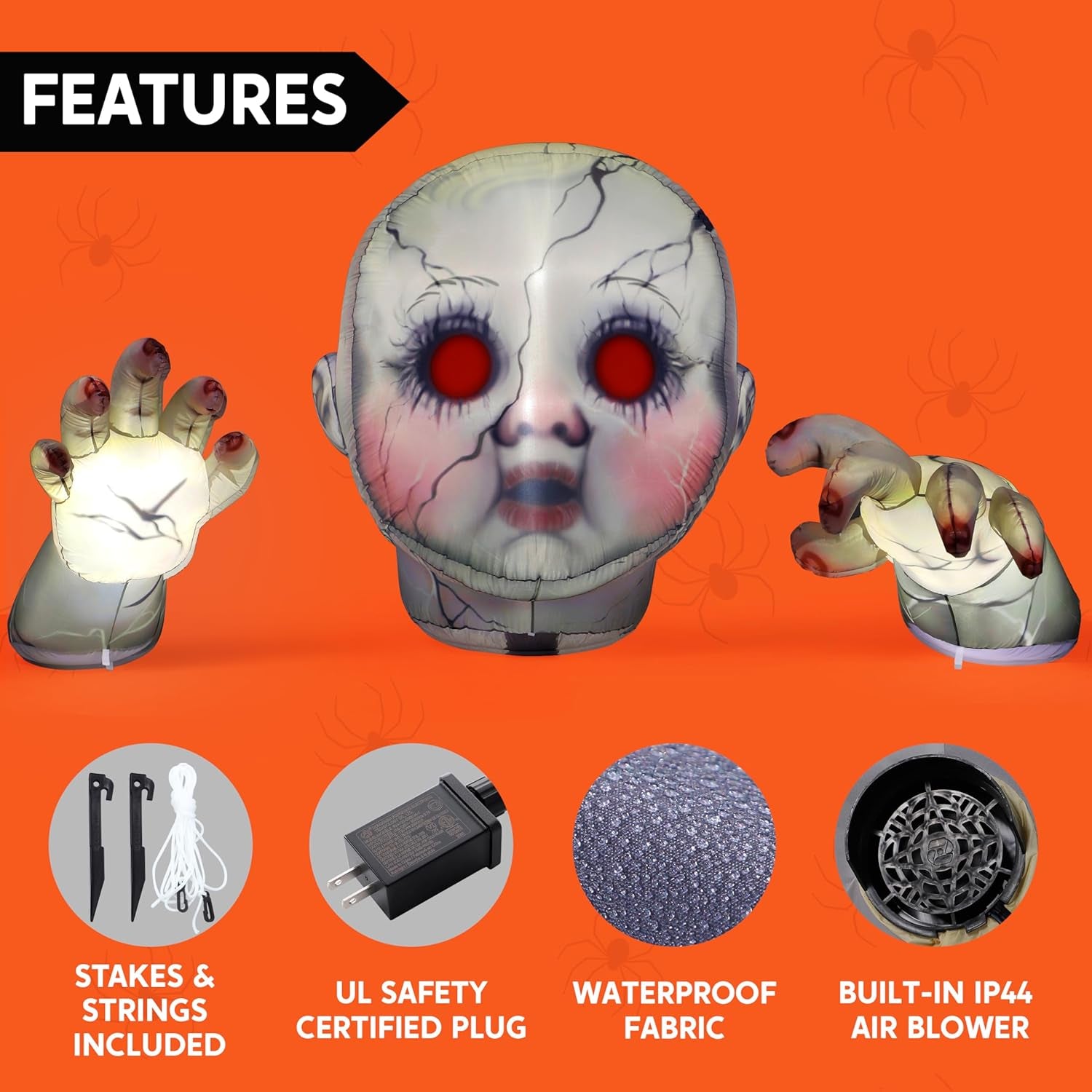 10.3FT Long Halloween Zombie Baby Inflatable Decoration Large Scary Doll Inflatable Outdoor Decoration with Red Eyes Halloween Blow Ups for Yard Garden Outdoor Garden Lawn outside Party Decor