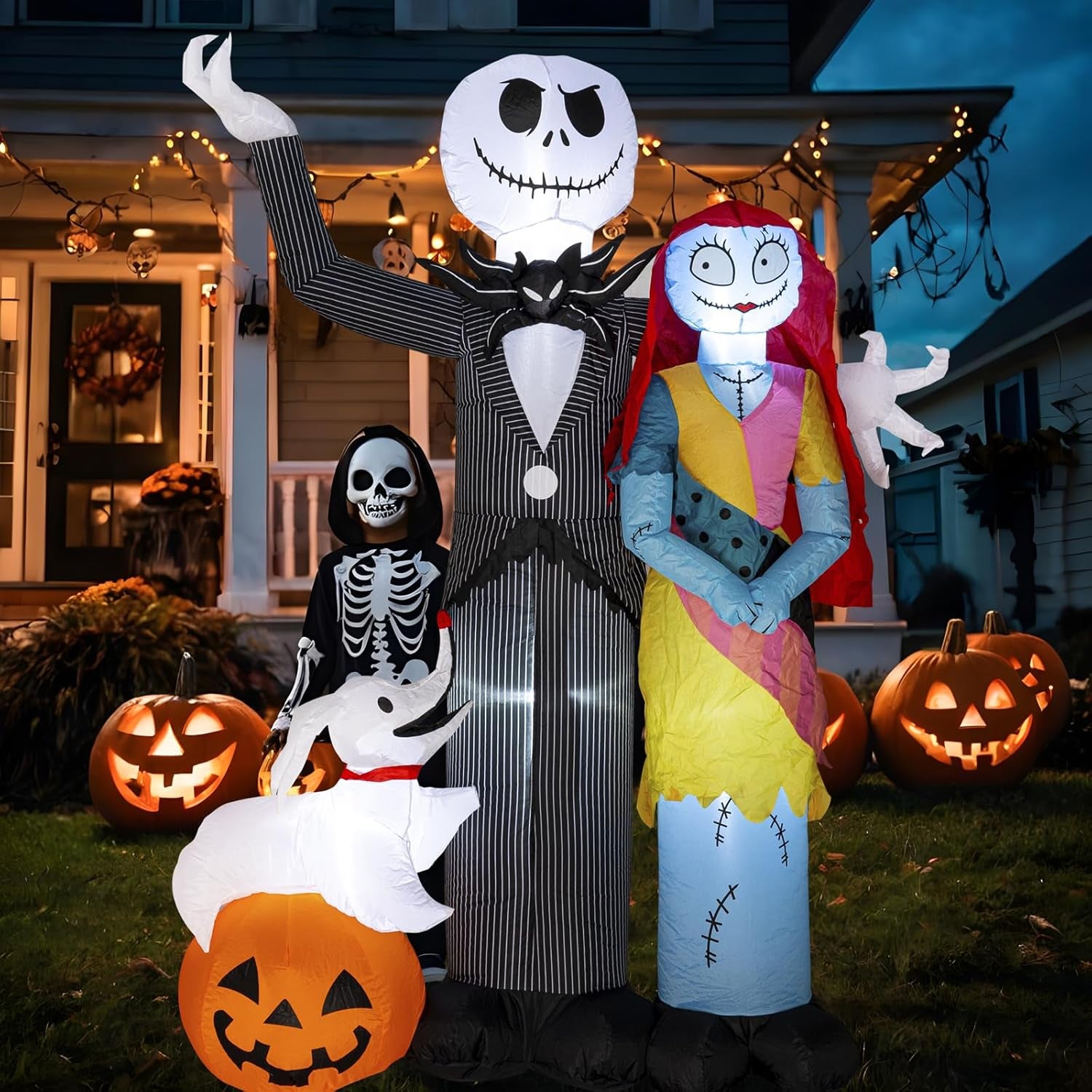 6Ft Halloween Decoration Outdoor Inflatable - Halloween Inflatable Decorations with Skeleton Dog and Pumpkin- Blow Up Inflatables with Built-in LED Lights for Yard Garden Lawn Decor