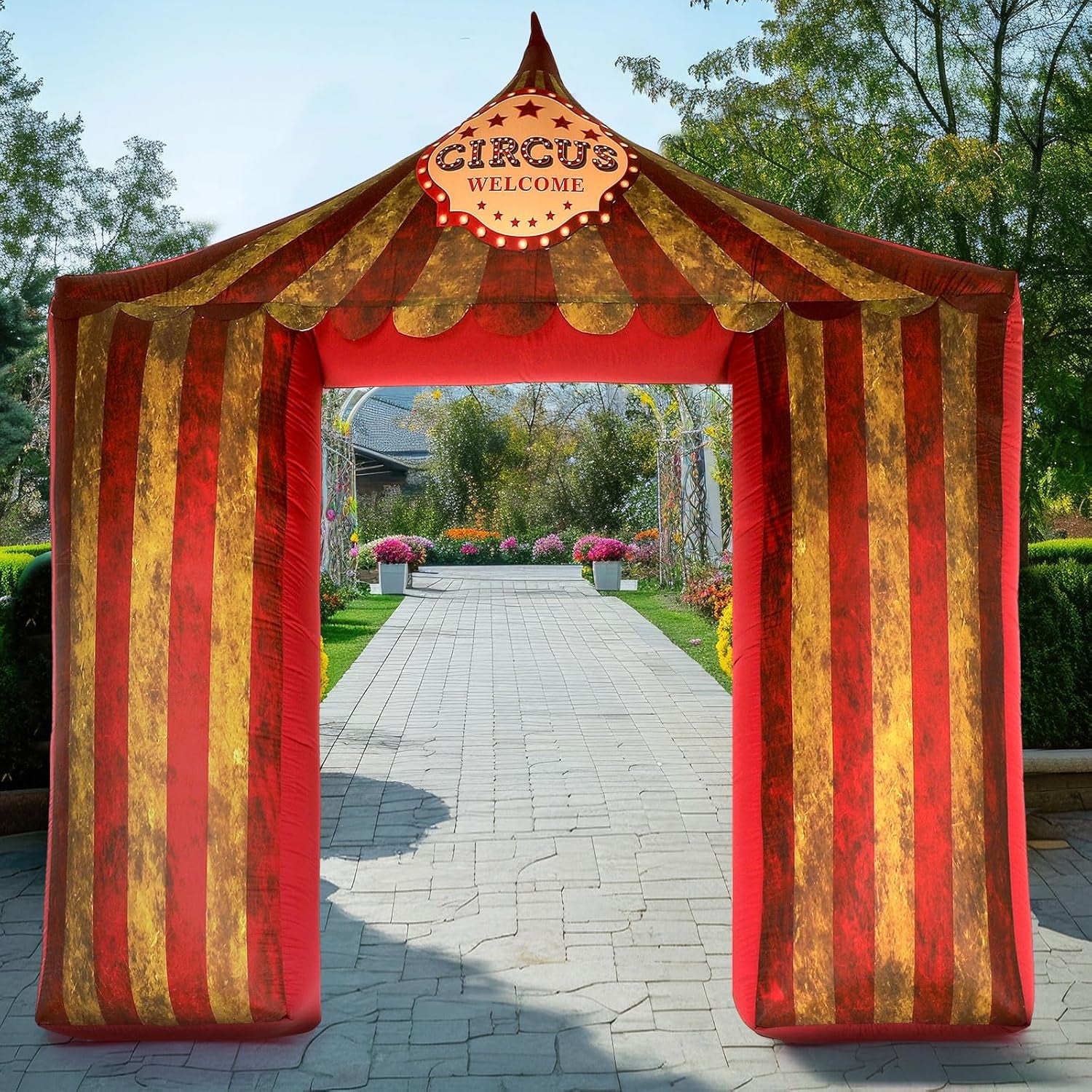 Halloween Circus Inflatable Archway 10ft Creepy Carnival Decorations Scary Arch Blow up Tent Built in LED Lights for Halloween Circus Party Yard Garden Outdoor Decor
