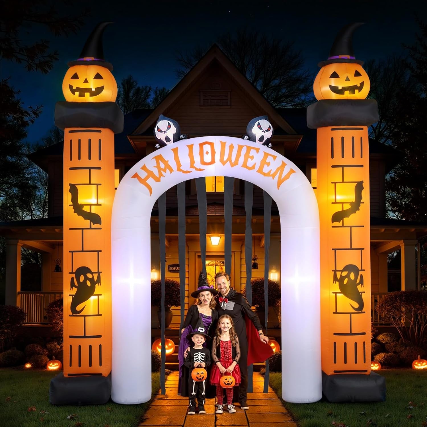 11 FT(H) x 10 FT(L) Giant Halloween Inflatables Archway, Halloween Inflatable, Blow Up Outdoor Decorations, Inflatable Pumpkin Arch for Lawn Garden Yard Holiday Party Decorations
