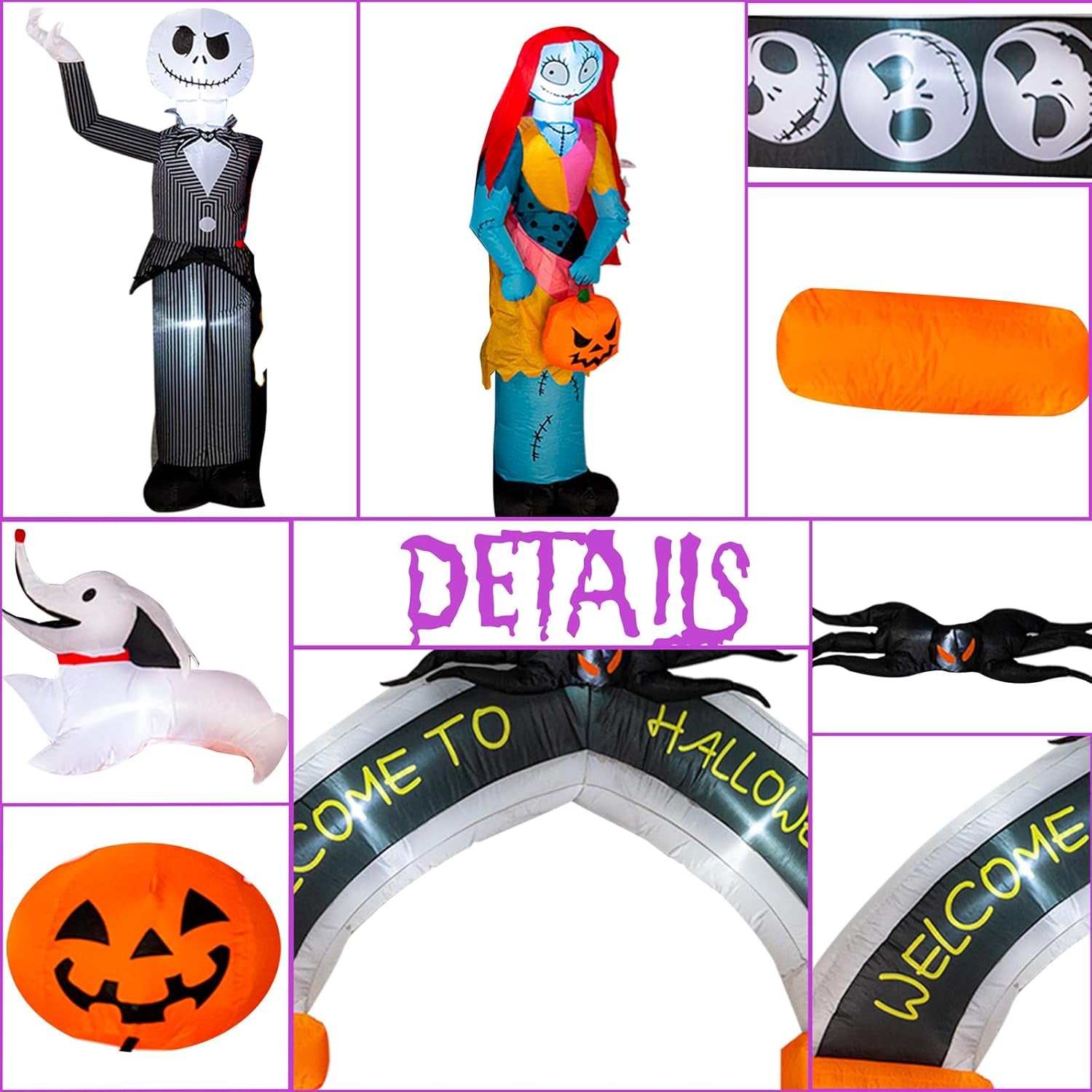 10FT Halloween Inflatable - Giant Halloween Inflatable Archway with Skeleton and Dog - Halloween Arch Blow Up with Built-in LED Lights for Outdoor Yard Garden Lawn Decor
