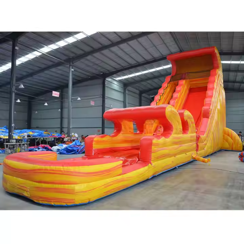 Monster Wave Blue Inflatable Slide with Pool