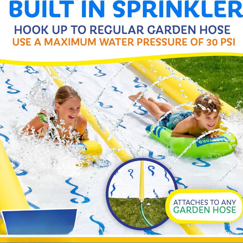 Ultimate Splash - Toboggan aquatique gonflable avec pare-chocs, pompe et cavaliers