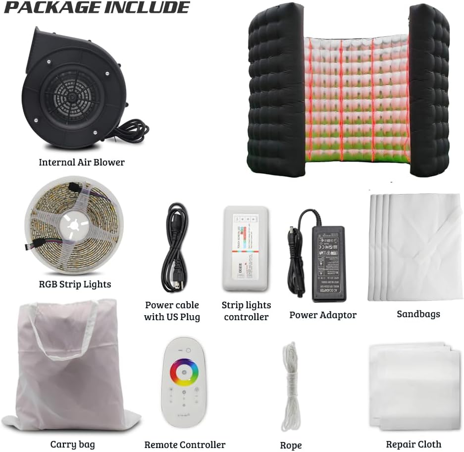 10FT Diameter Round Inflatable LED 360 Photo Booth Enclosure with LED Lights & Blower