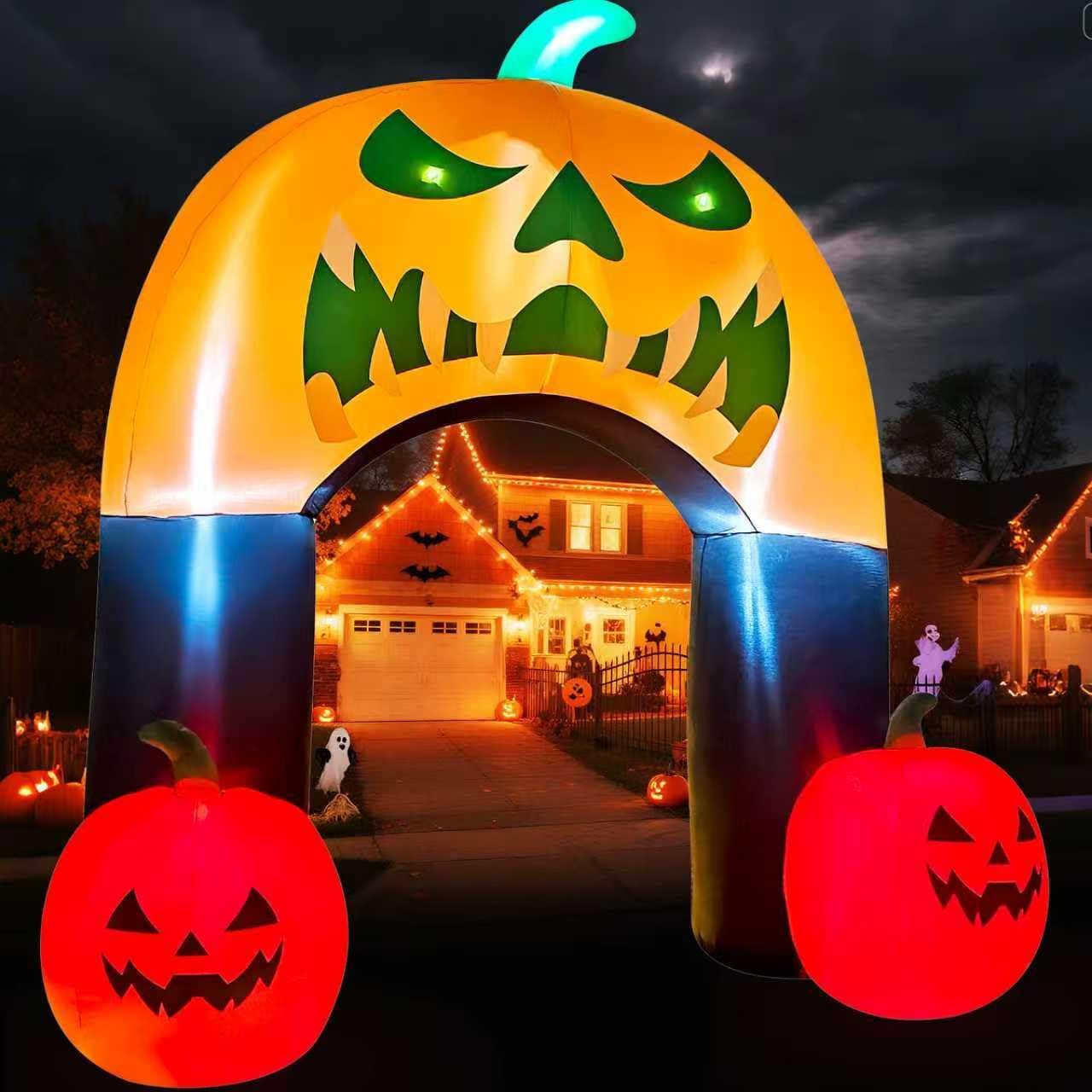 Halloween Inflatable Archway with Ghosts and LED Lights