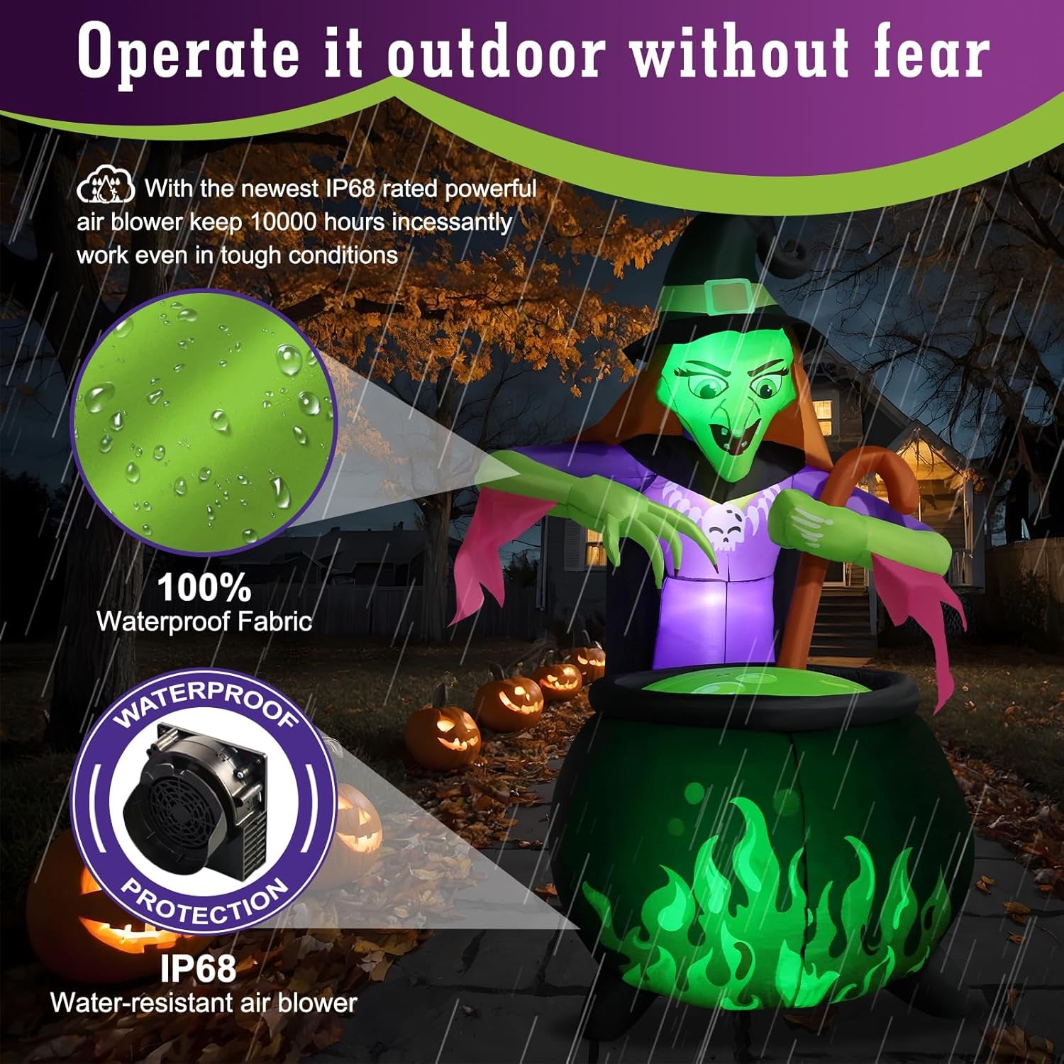 8.5Ft Tall Giant Halloween Inflatables Witch Cauldron Decorations, Scary Blow up Yard Decor Build-In 5 Led Lights for Outdoor Party Lawn Garden
