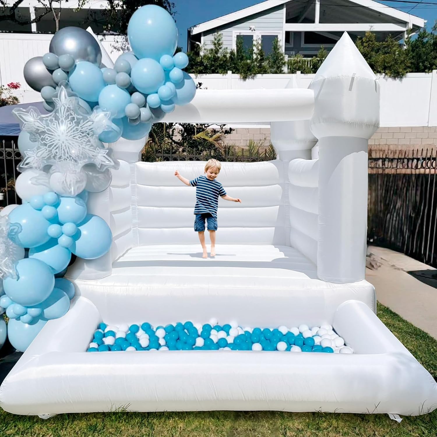 White Bounce House with Ball Pit Fun