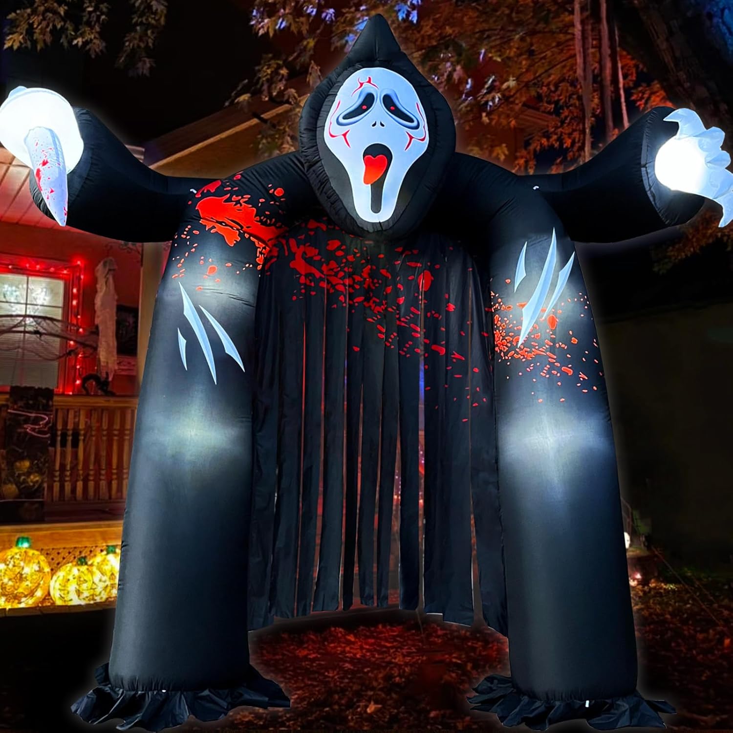 Arche gonflable d'Halloween de 10 pieds avec fantôme et LED intégrées
