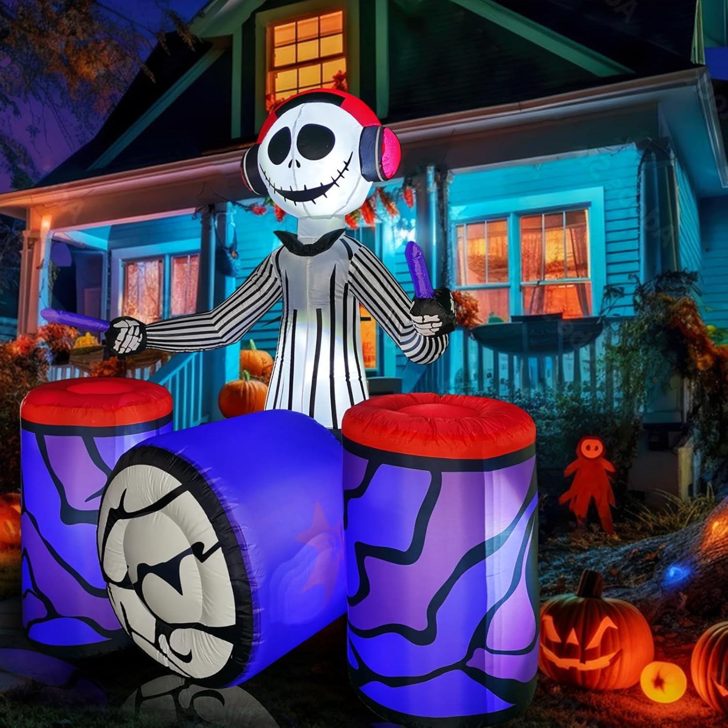 Arche gonflable d'Halloween de 10 pieds avec fantôme et LED intégrées