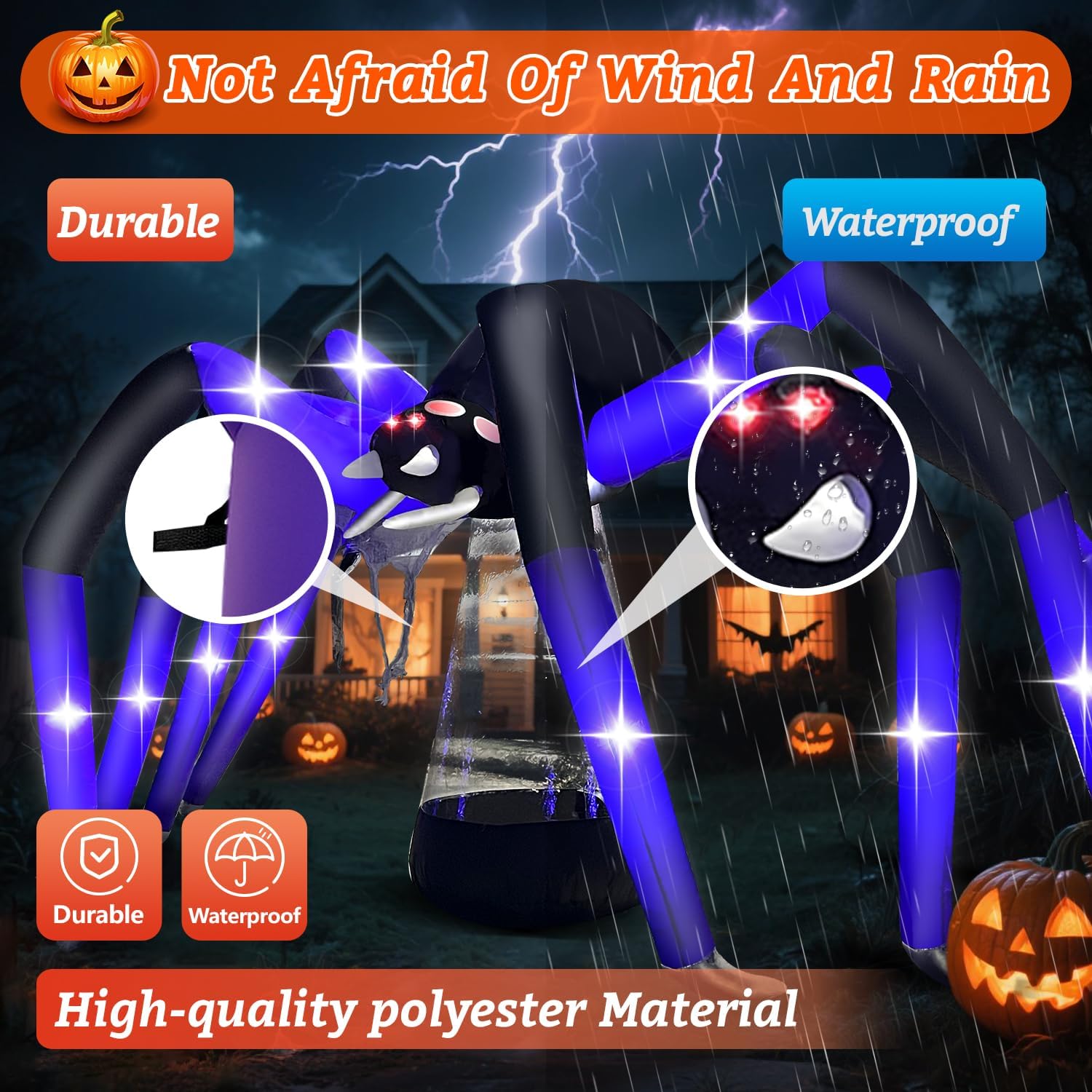 Halloween Inflatable Green Monster Yard Decoration with LED