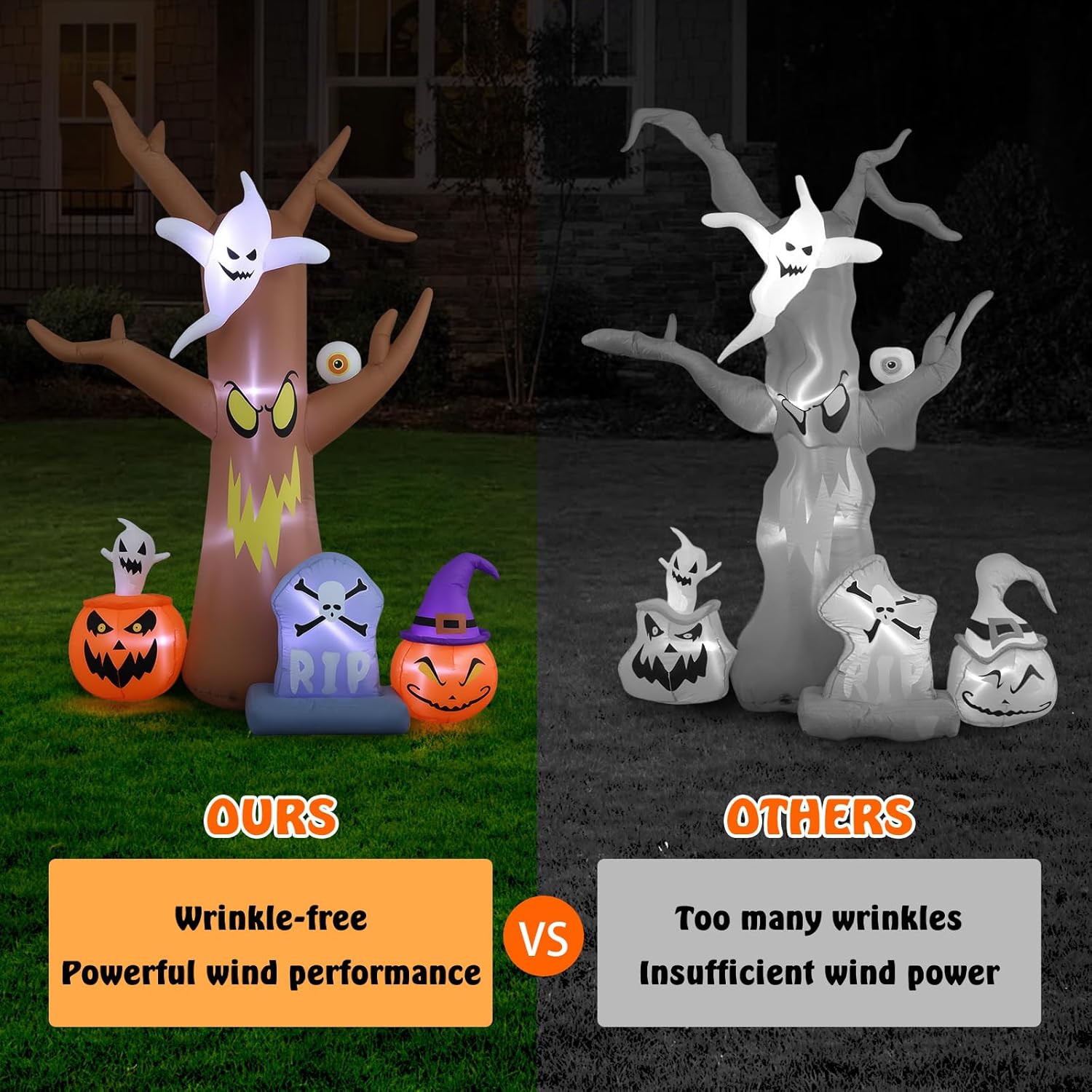Halloween Inflatable Tree with LEDs for Yard