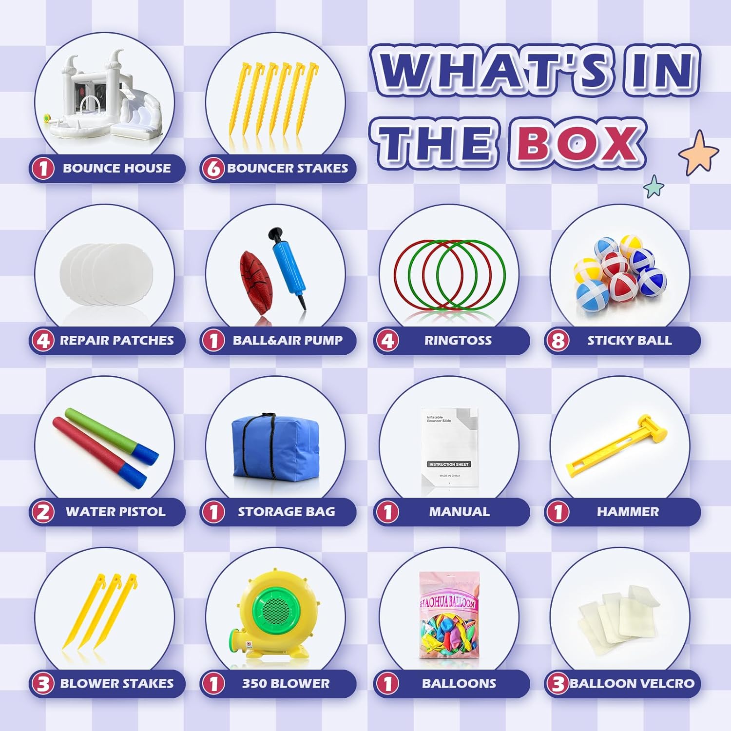 White Bounce House with Slide and Ball Pit