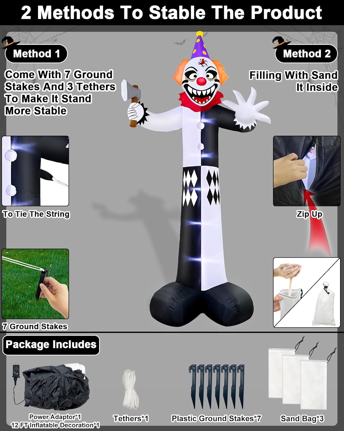 Halloween Inflatable UFO Cow Abduction with LEDs