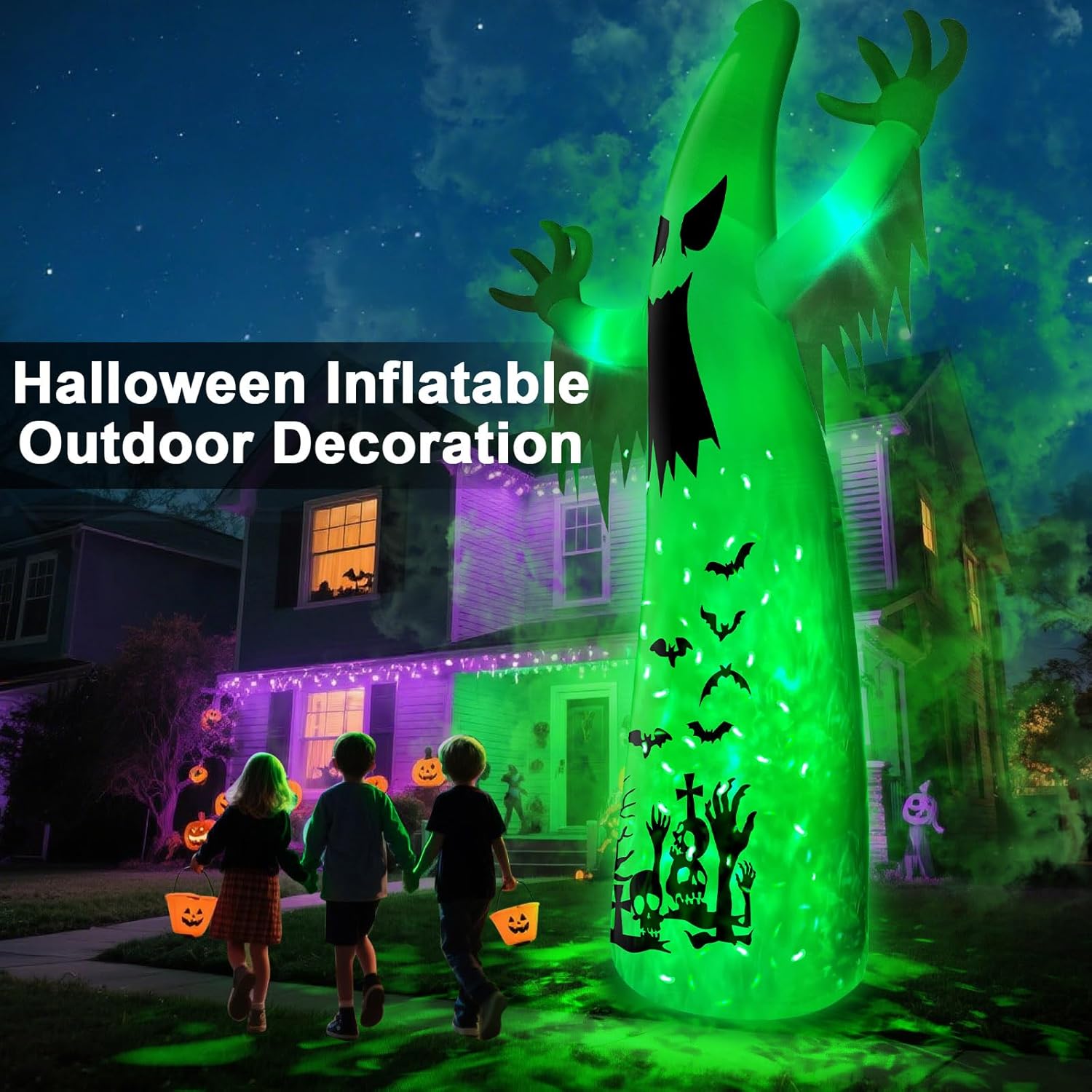Halloween Inflatable UFO Cow Abduction with LEDs