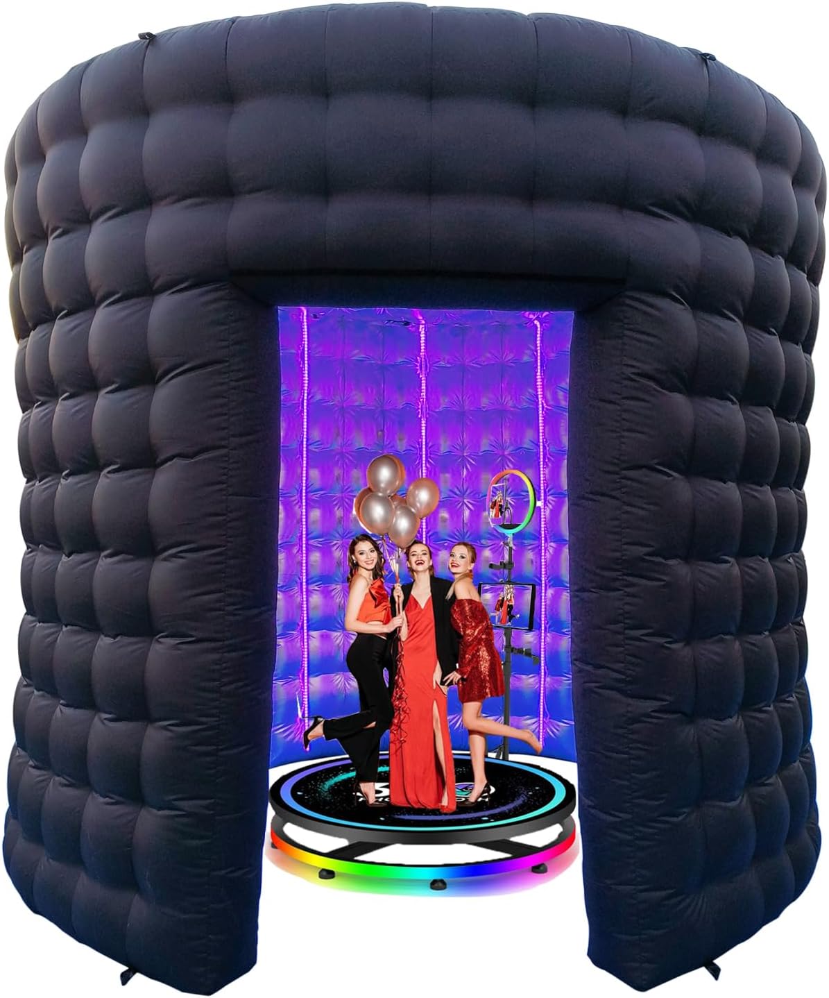 10FT Diameter Round Inflatable LED 360 Photo Booth Enclosure with LED Lights & Blower