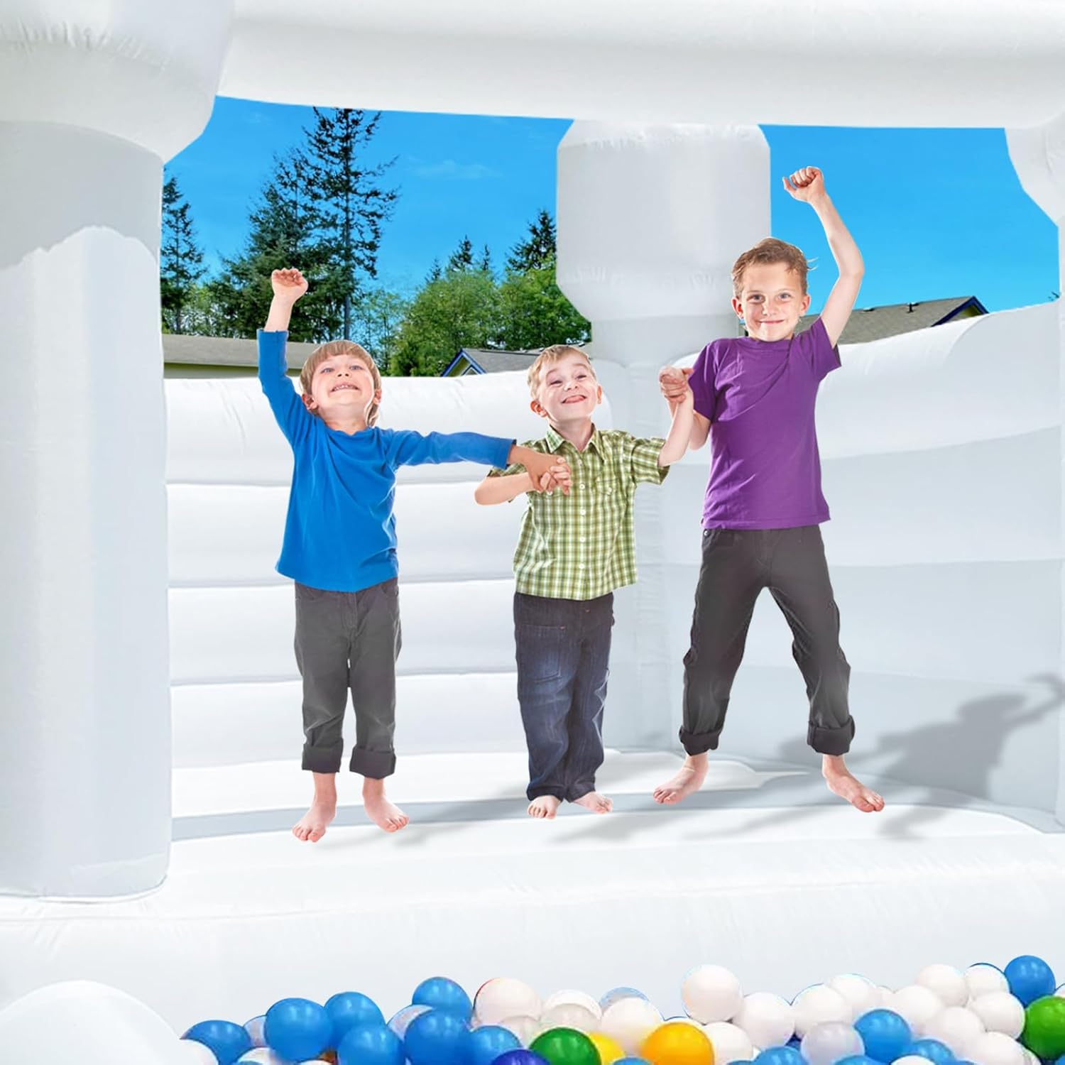White Bounce House with Ball Pit Fun