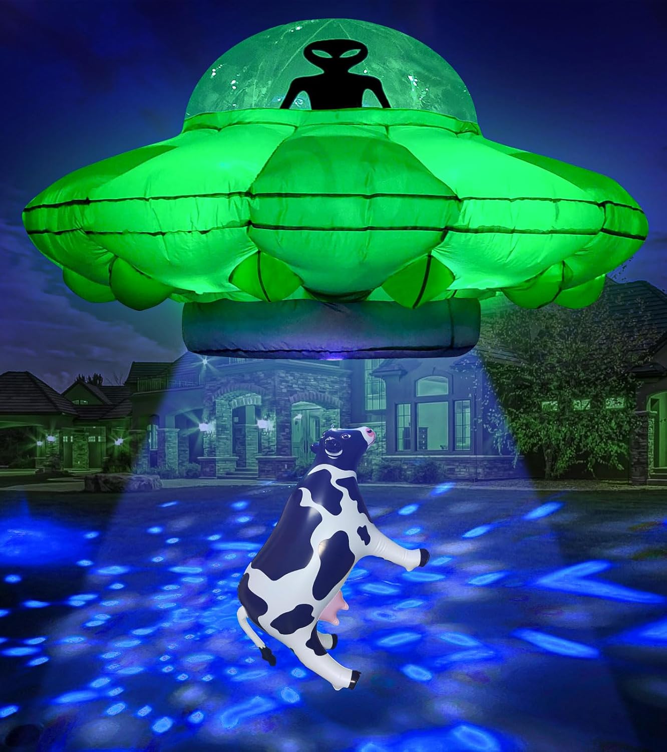 Inflatable UFO Alien Cow Decoration with Lights