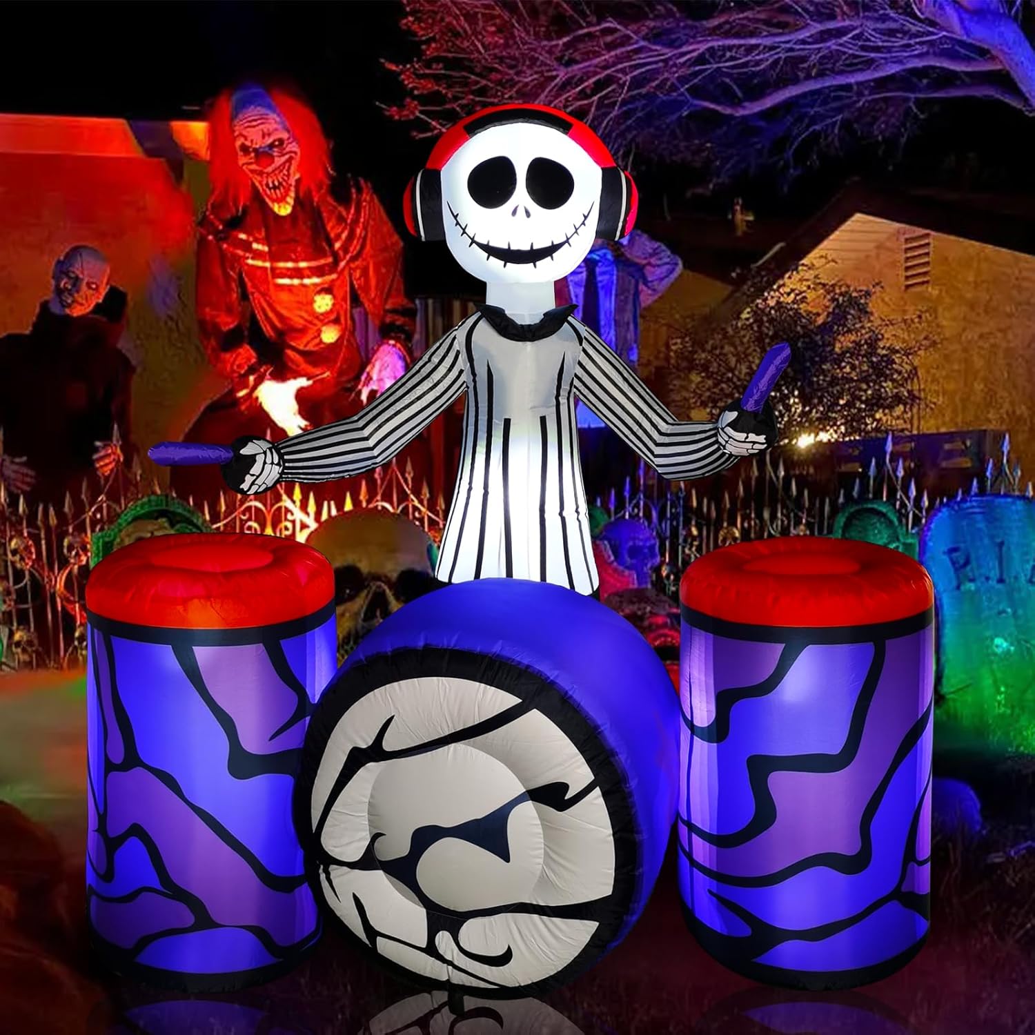 Arche gonflable d'Halloween de 10 pieds avec fantôme et LED intégrées