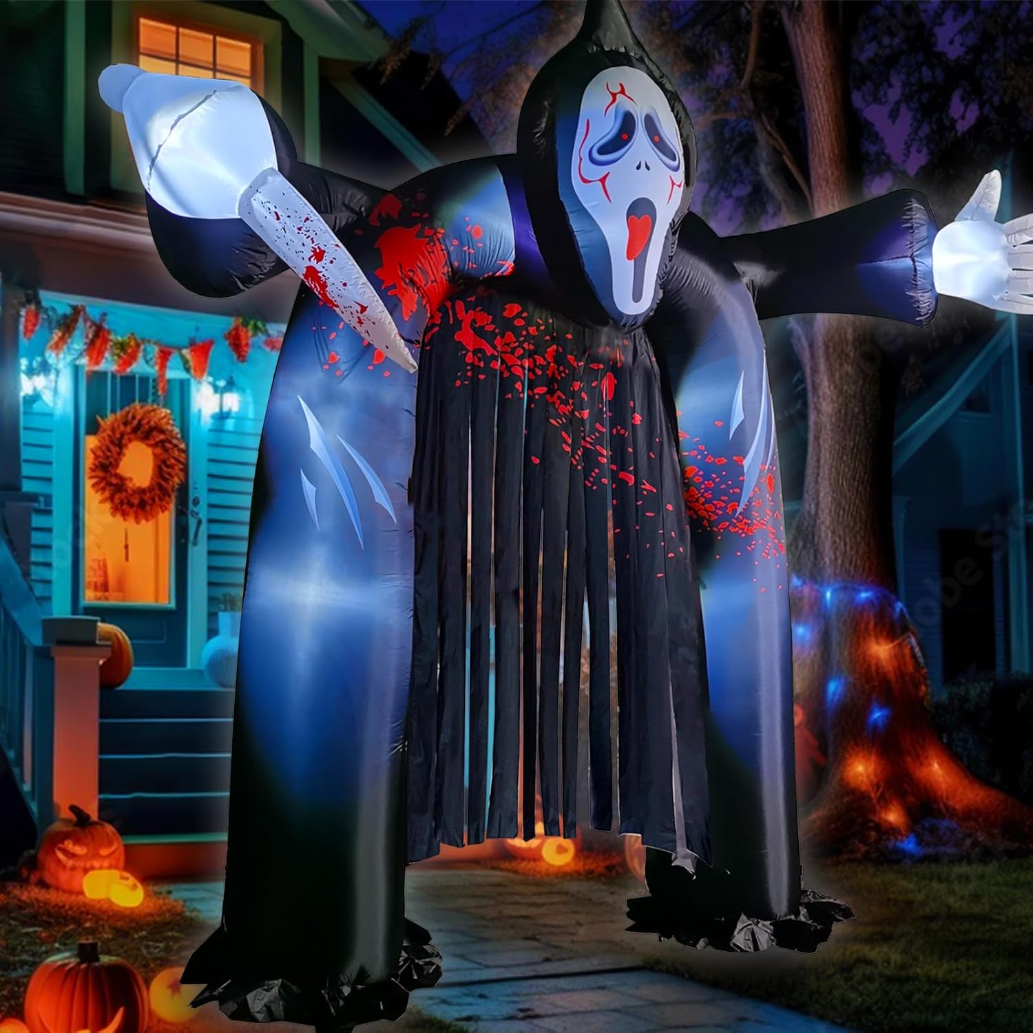 Arche gonflable d'Halloween de 10 pieds avec fantôme et LED intégrées