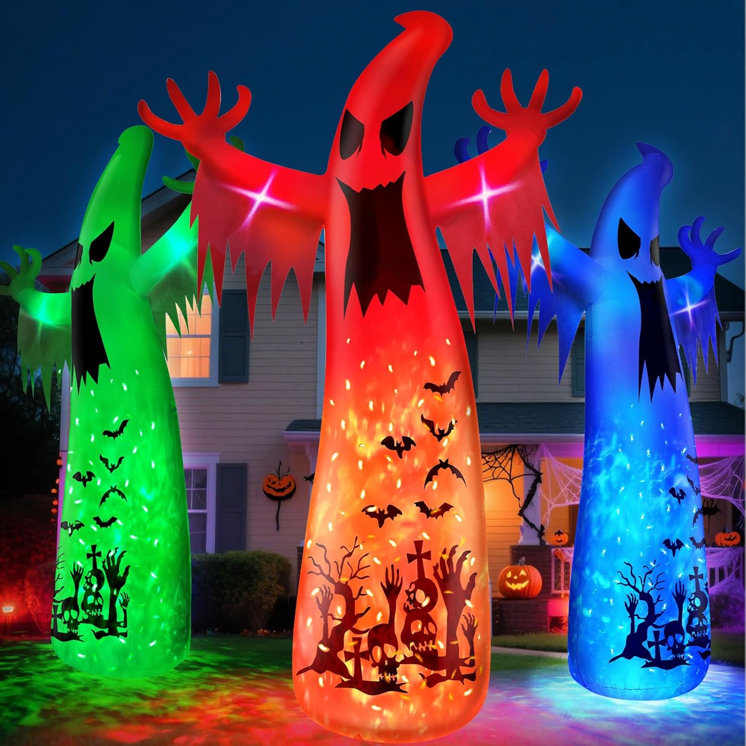 Halloween Inflatable UFO Cow Abduction with LEDs