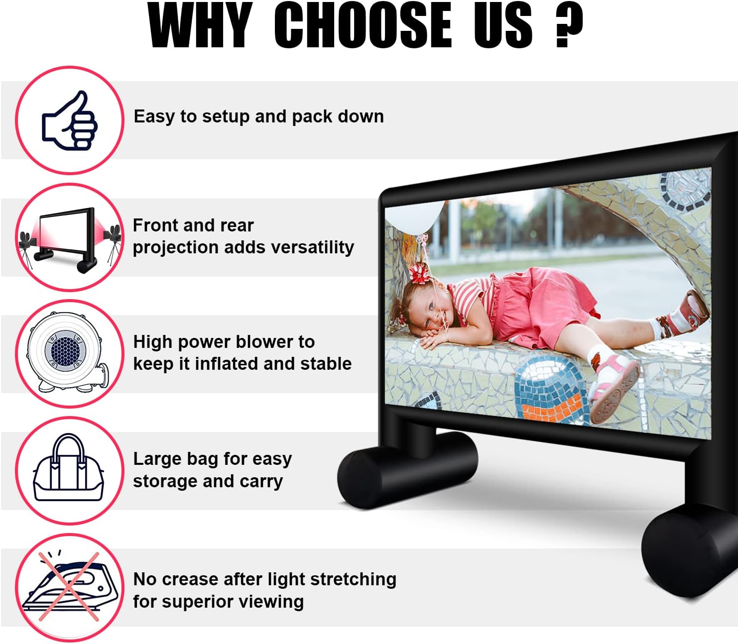 Écran de cinéma gonflable de 4,5 m avec soufflerie pour s'amuser en plein air