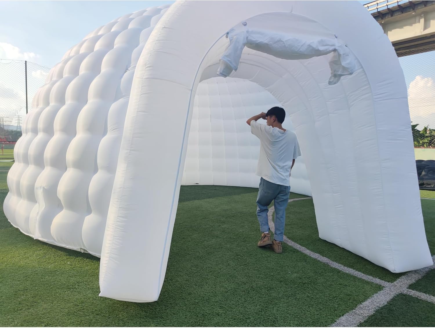 Tente dôme igloo gonflable portable d'extérieur avec éclairage LED pour fête, mariage, événement, camping