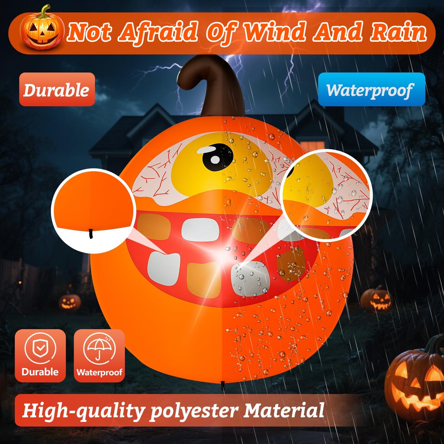 Halloween Inflatable Green Monster Yard Decoration with LED