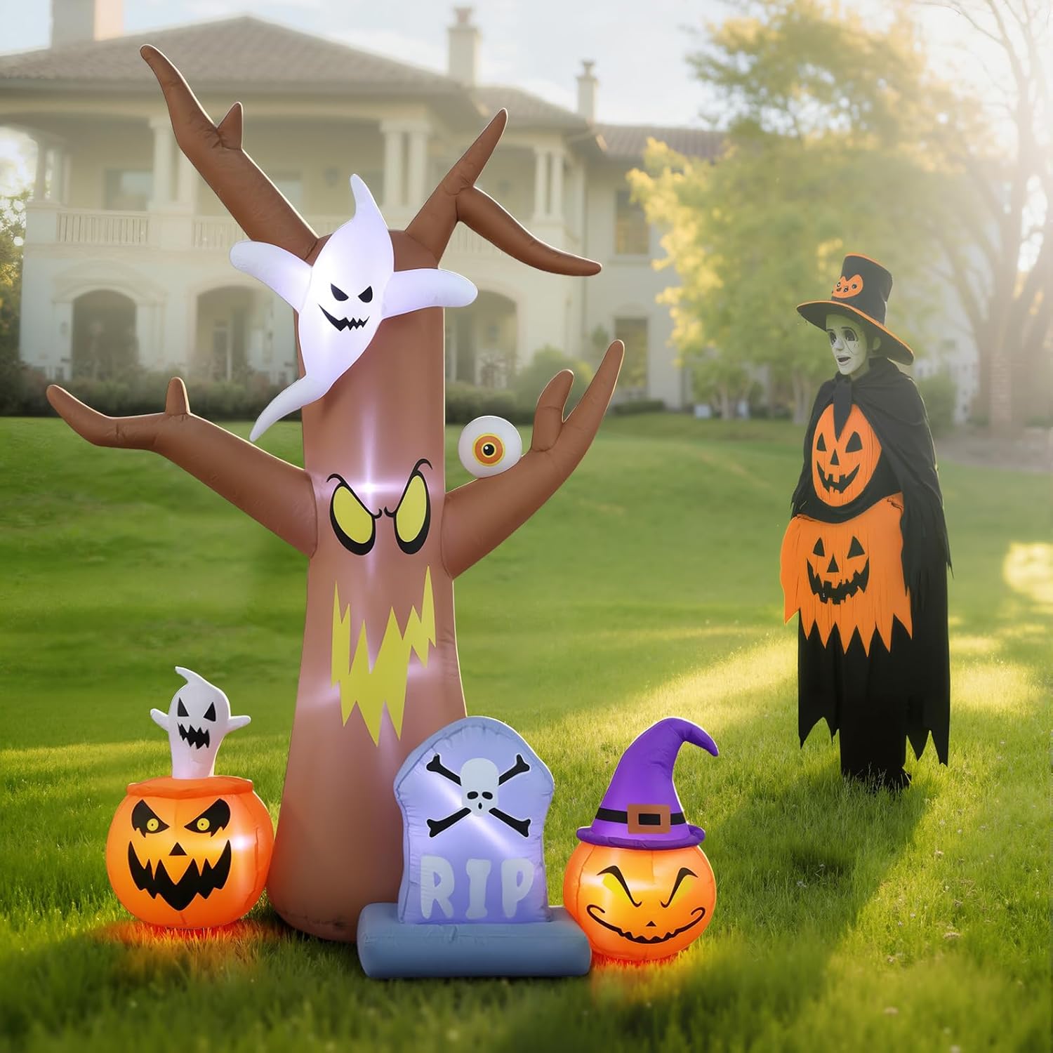 Halloween Inflatable Tree with LEDs for Yard