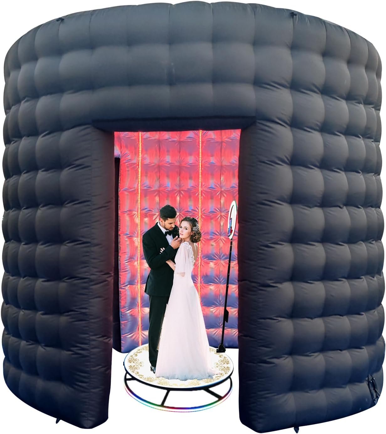 10FT Diameter Round Inflatable LED 360 Photo Booth Enclosure with LED Lights & Blower