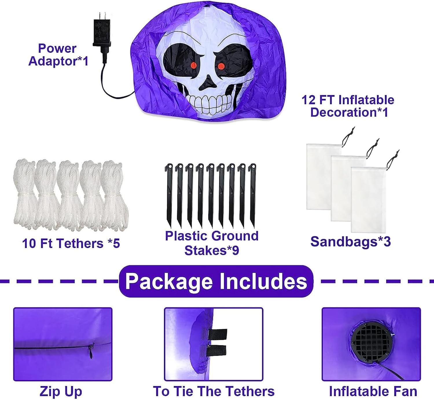 Giant Halloween Inflatable Pumpkins with LED Lights